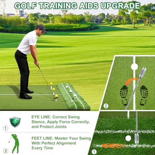 Golf Hitting Mat,Golf Mat for Practice Indoor/Outdoor, High-Elasticity Artificial Turf Mat, Portable Golf Swing Training Mat for Garage Simulator Chipping Driving Training - size: 5x4FT-22MM, style: 5x4ft Golf Dual Mat