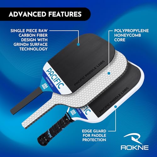 Carbon Fiber Pickleball Paddles | USAPA Approved Pickleball Paddles | Pro Grit Texture, Max Spin & Comfort | Pickle Ball Paddles Include Paddle Cover | 13MM & 16MM - color: CURRENT LTE 16.5" x 7.5" x 13mm