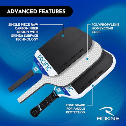 Carbon Fiber Pickleball Paddles | USAPA Approved Pickleball Paddles | Pro Grit Texture, Max Spin & Comfort | Pickle Ball Paddles Include Paddle Cover | 13MM & 16MM - color: CURRENT LTE 16.5" x 7.5" x 13mm