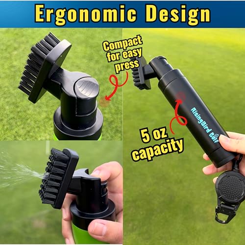 2025 Steel Wire Retractable Clip, Golf Brush, Golf Accessories, Golf Club Cleaner, Golf Water Brush, 5oz, Perfect Golf Gift for Men & Women, Golf Club Spray Brush, Golf Item, USA company (Black)