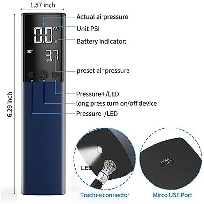 Pumteck Electric Ball Pump, Smart Air Pump Portable Fast Ball Inflation with Precise Pressure Gauge and Digital LCD Display for Football Basketball Volleyball Football - color: Dark Blue