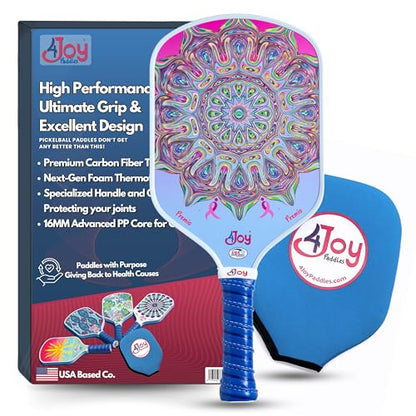 4Joy Pickleball Paddle Premio Series - Thermoformed Premium T700 Carbon Fiber Pickleball Paddless - Professional Pickleball Rackets for Women & Men - 16mm Honeycomb Core - USAP Approved - style: DinkForPink