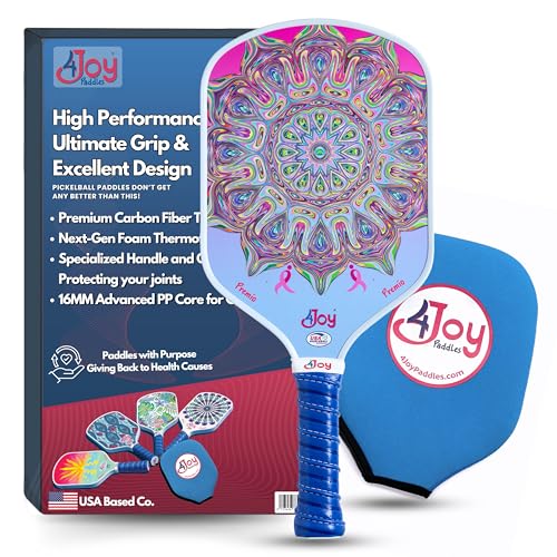 4Joy Pickleball Paddle Premio Series - Thermoformed Premium T700 Carbon Fiber Pickleball Paddless - Professional Pickleball Rackets for Women & Men - 16mm Honeycomb Core - USAP Approved - style: DinkForPink