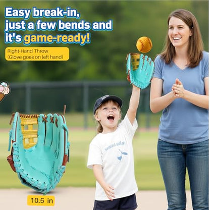 Ice Cream Baseball Glove - Safe, Lightweight Youth Baseball Glove - Adjustable Wrist Baseball Gloves Youth 8-12 - H Web Multi-Positions Boys & Girls Softball Glove - Ice Cream Baseball Gloves