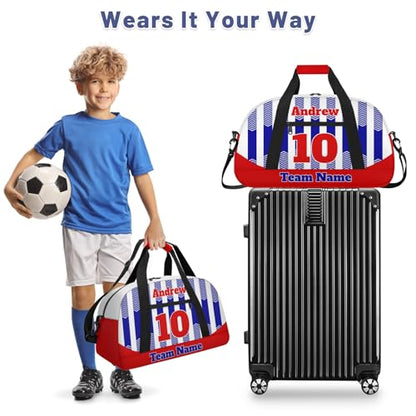 Basketball Soccer Gifts for Boys Girls - Custom Sports Duffle Bag, Personalized Name & Team Bag, Water-Resistant Gym Bag for Basketball, Soccer, Volleyball | Y-Navy Red - color: Y-Navy Red