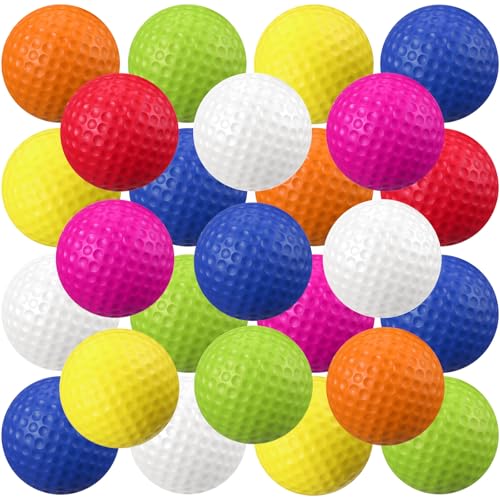 Junkin 24 Pcs Foam Golf Practice Balls Realistic Feel and Flight Training Sport Balls Elastic Soft Foam Golf Balls for Indoor or Outdoor Backyard Training - color: Multicolor