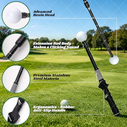 Retractable Golf Swing Trainer, Adjustable Lock Mechanism Golf Swing Training Aid, Tempo Training for Advanced/Beginner Players Golf Grip Trainer, for Right-Handed , Indoor/Outdoor，Golf Gifts for Men