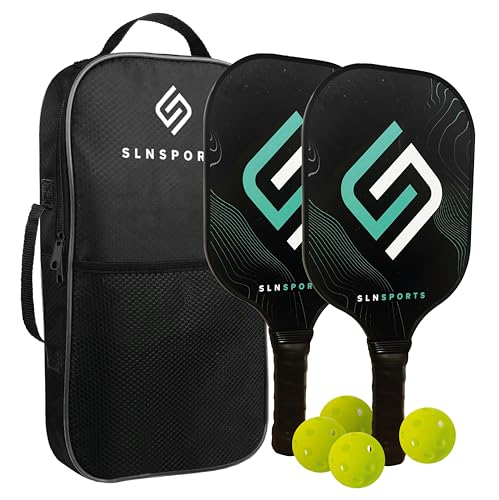 Pickleball Paddles | USAPA Approved Carbon Fiber Paddles/Fiberglass Pickleball Rackets Set of 2 | Carrying Case, 4 Balls | Pickleball Raquets for Kids and Adults - style: Fiberglass Set of 2