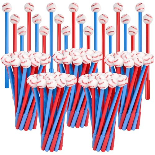 LiYiQ 100 Pcs Baseball Party Favor Cartoon Cute Fun Pens for Kids Kawaii Baseball Shape Gel Black Ink Pen Cute Baseball Pens for School Office Home Student Kids Present