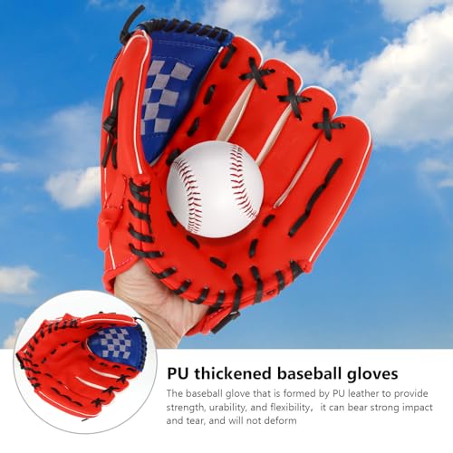 BESPORTBLE Pu Thickened 11.5-inch Baseball Glove Pitcher Training Glove Soft Pu Infielder’s Mitt Red for Youth and Adult Infield Play