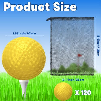 Coopay 60/120/240 Pack Practice Golf Balls, 42mm Plastic Golf Training Balls with a Drawstring Bag Hollow Sports Limited Flight for Swing Practice Driving Range Backyard Home - color: Yellow, style: 120 Pack