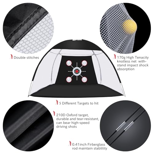 Golf Net, 10 x 7ft Backyard Practice net, Golf Hitting,Driving Net with mat for Indoor/Outdoor - style: Five Traget