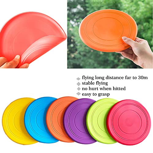 Kids Flying Disc Toy Outdoor Playing Lawn Game Disk Flyer for Kindergarten Teaching Soft Silicone Colorful 6 Pack Bulk Set