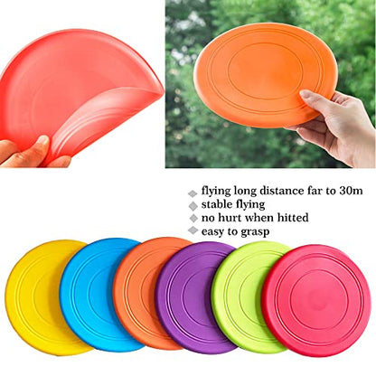 Kids Flying Disc Toy Outdoor Playing Lawn Game Disk Flyer for Kindergarten Teaching Soft Silicone Colorful 6 Pack Bulk Set