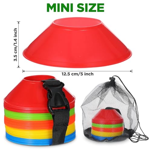 MAQUITA 100 Pcs Mini Soccer Cones for Agility Training, 5 Inch Sport Cones with Carry Bag - Football Practice Equipment