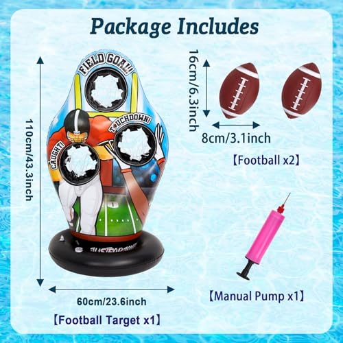 Justforjoyful Inflatable Football Target Floats for Pool Water Football Games for Kids Swimming Toss Throwing Training Game for Yard Party Beach Outdoor Indoor Family Birthday Gift