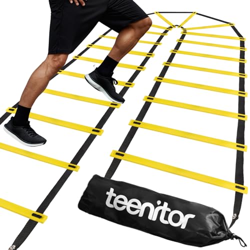 Teenitor Agility Ladder Speed Ladder Training Ladder for Soccer, Speed, Football Fitness Feet Training Carry Bag Agility Training Equipment 13 rungs, 23 feet - color: ‎Yellow, size: 29.5ft
