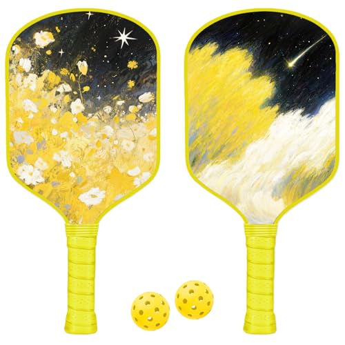 Custom Pickleball Paddles with Photo Text Logo, Personalized Pickleball Paddles with Comfort Grip, Personalized Gifts for Beginners, Lover, Boyfriend, Men (Only One Paddle) - color: yellow