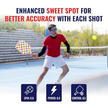 SCS Carbon Fiber Pickleball Paddle – USAPA Approved 2024 – Lightweight, Enhanced Spin, Sure-Grip Handle – Evo-Lite Series for Intermediate Players - color: Willow