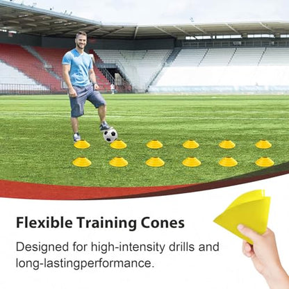 Portable Soccer Goal, Detachable 12x6 FT Soccer Goals Net for Backyard, Quick Setup Training Equipment with 1 Carry Bag, 12 Training Cones - color: Black