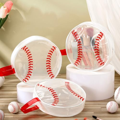 Reginary 12 Pcs Baseball Cosmetic Bag Gifts Accessories for Makeup Bags PVC Clear Cheer Base Ball Case Toiletry Zipper Pouch Waterproof Travel Handbag Purses Organizer for Baseball Team Gift - style: Baseball