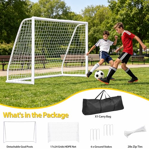ZENY Portable Soccer Goal for Backyard,12x6 / 10x6.5 / 8x5 / 6x4 ft Kids Adults Soccer Net and Frame for Home Backyard Practice Training Goals, Soccer Training Equipment - style: 8 x 5 FT