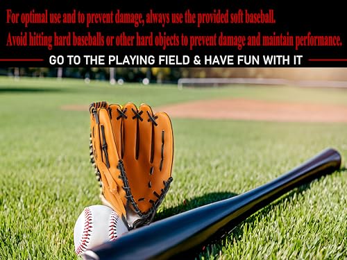 Softball Baseball Bat Set with Glove and Balls - 25 Inch/63cm Aluminum Bat for Pickup Games and Batting Practice - color: Black