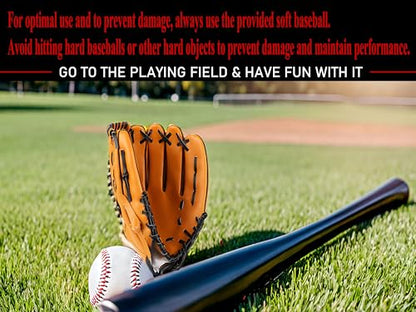 Softball Baseball Bat Set with Glove and Balls - 25 Inch/63cm Aluminum Bat for Pickup Games and Batting Practice - color: Black