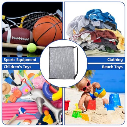 cobee 6Pcs Extra Large Mesh Ball Bag, 40" x 30" Drawstring Basketball Ball Bag Sports Equipment Storage Bags with Adjustable Shoulder Strap for Coaches Volleyball Football Swimming Gears Team