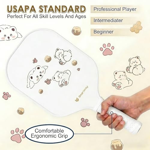 Smartway USAPA Approved Pickleball Paddles Set - Included 2 Lightweight & Slip Resistant Fiberglass Pickle Ball Rackets + 4 Balls + 1 Portable Carry Bag, Pickle Ball Set for Men Women Beginners