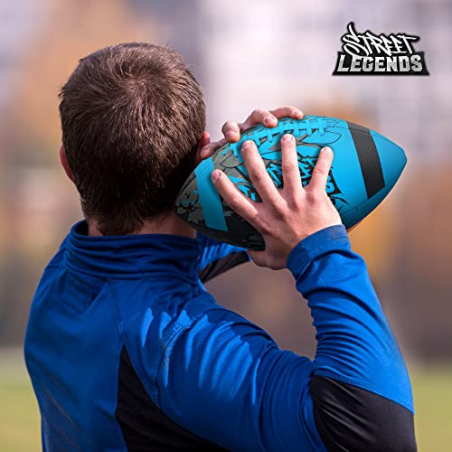 Street Legends Youth Football, Graffiti Printed Composite Leather Size 8 Football- Includes Pump, Made for Training, Practicing, & Recreational Play - color: Blue