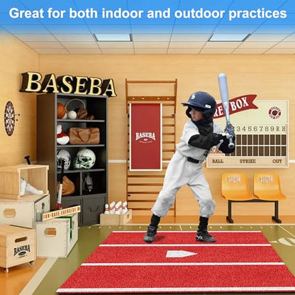 Baseball Hitting Mat, Batting Batting Mat for Hitting Batting Cage Softball Batter Stance Training Mat to Improve Batting Posture Baseball Mats Indoor/Outdoor - size: 6' x 4'