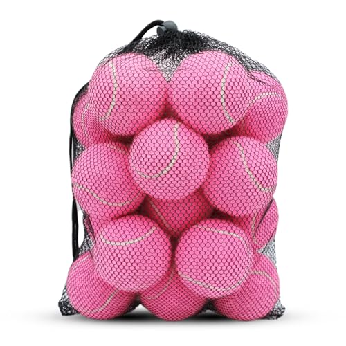 SHYUJAJIE Tennis Balls, 20 Pack Training Tennis Balls,High Elasticity Practice Tennis for Beginner, Exercise Playing Balls for Pet Dog - color: Pink