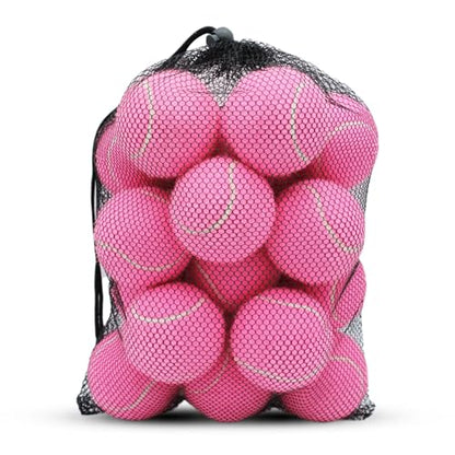 SHYUJAJIE Tennis Balls, 20 Pack Training Tennis Balls,High Elasticity Practice Tennis for Beginner, Exercise Playing Balls for Pet Dog - color: Pink