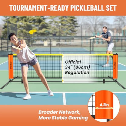 3-in-1 Adjustable Height Volleyball Badminton Pickleball Net Set - Portable Badminton Net Set for Backyards with Badminton Racket & Shuttlecocks, Volleyball Set with ball & Pump, Pickleball & CarryBag