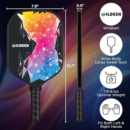 WILDKEN Pickleball Paddles Set of 2, 7.9oz Lightweight, USAPA Approved Fiberglass Paddles with 2 Pickleballs & 1 Bag