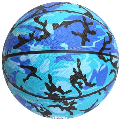 AND1 Xcelerate Rubber Basketball: Official Regulation Streetball, Made for Indoor/Outdoor Games - color: Blue Camo, style: Basketball w/ Pump