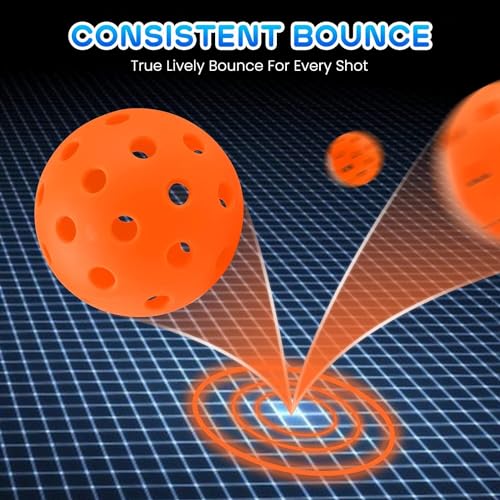 Geekman Backyard Pickleball Expert, Durable 40-Hole Balls with Bonus Paddles, Consistently Bouncing Balls for Park Games, Set of 6 Pack