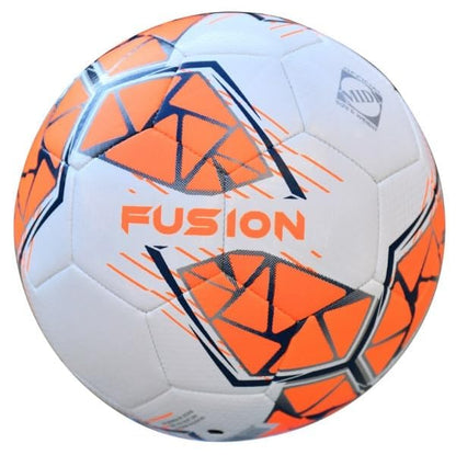 Precision Fusion High Performance Midi Football, Durable, Machine Stitched TPU, 2mm EVA Lined, Lightweight 220g - color: White/Fluo Orange/Navy