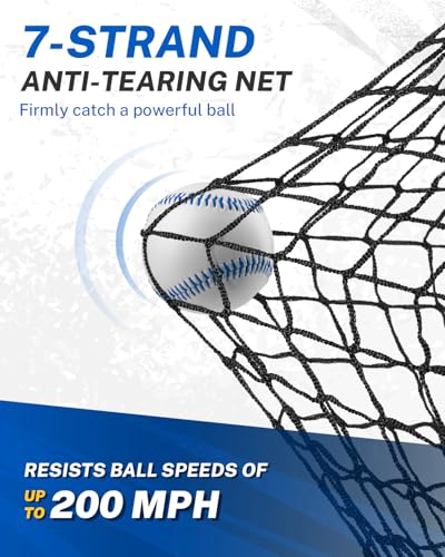 Gonex 7' x 7' Baseball Softball Practice Net Set with Batting Tee for Hitting and Pitching Batting, Practice Training Aid, with Strike Zone, Large Mouth, Bow Frame, Carrying Bag - style: Royal Net w Black Tee