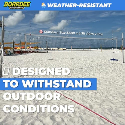 Volleyball Net – Heavy-Duty Outdoor Replacement Net for Beach and Indoor Volleyball or Backyard Courts – Durable and Weather-Resistant Design 10m x 1m (White)