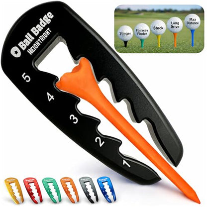 Adjustable Golf Tee Height Tool (5-Level Precision) – Universal Fit for Wooden & Plastic Tees, Consistent Tee Height Setter for Drivers, Fairway Woods & Irons, Durable Aluminum Golf Swing Training Aid - color: Black