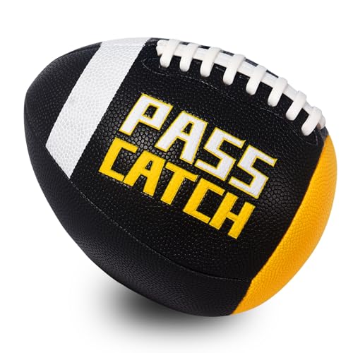 PassCatch Training Football, Fatherless Bounce Back Football Training Equipment Composite Leather Improving Enhance Solo Passing Catching Skills Youth Size(Ages 5-14,Deflated)