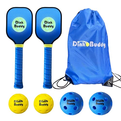 3-in-1 (with 1 Mini 6’ Wide Pickleball Net) & 2-in-1 Pickleball Trainer Options, Sports Gifts with 4 Kelso Balls (2 Trainer + 2 Standard), 2 PickleDojo Paddles, & 1 Drawstring Backpack - size: 2-in-1