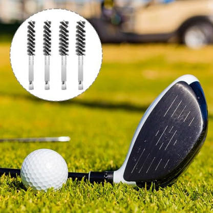 Nogeqi 4 Pack Golf Club Hosel Brush, Stainless Steel Wire Brush Cleaning Tool with Hex Shank Handle for Wood and Iron Golf Clubs, Compatible with Electric Drill