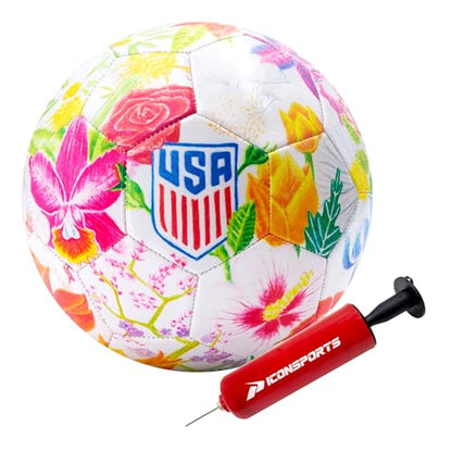 Icon Sports Officially Licensed US Soccer Federation Soccer Ball - USSF149BL White Size 5