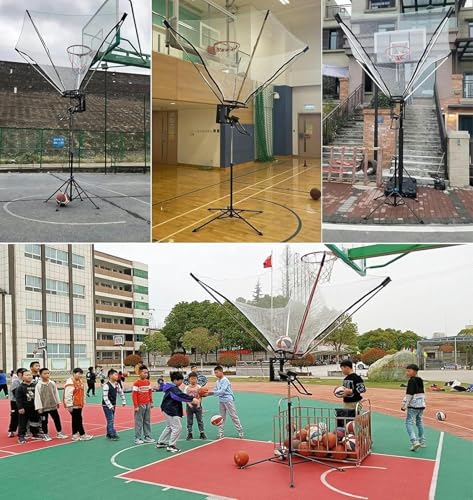 Upright Foldable Basketball Shooting Machine Basketball Return System, Easy to Carry, Portable Basketball Hoop Return Attachment, Adjustable Height