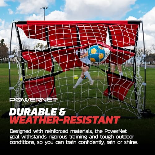 PowerNet Numbered Target Soccer Goal, 6x4 FT Net, 10 Numbered Zones, Soccer Goal with Targets for Accuracy Training, Portable Training Equipment