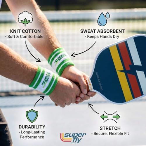 Super Fly Goods Sweatbands Pickleball Golf Tennis Great Gift or for Your Sports or Team Wristband Sports Band Set Including Towel Wrist and Head Sweatbands - style: Pickleball Wristband Set