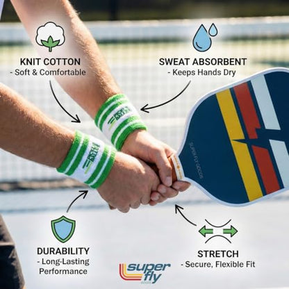 Super Fly Goods Sweatbands Pickleball Golf Tennis Great Gift or for Your Sports or Team Wristband Sports Band Set Including Towel Wrist and Head Sweatbands - style: Pickleball Wristband Set